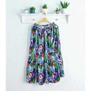 Rachel Zoe Tropical Palm Print Maxi Skirt M